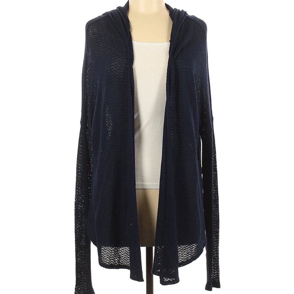 Abercrombie & Fitch Dark Blue Knit High/Low Hooded Cardigan size Med/Large